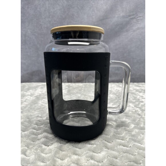 64Oz Glass Water Bottle Large Sports Motivational Water Bottle Straws & Cleaners - Picture 1 of 5